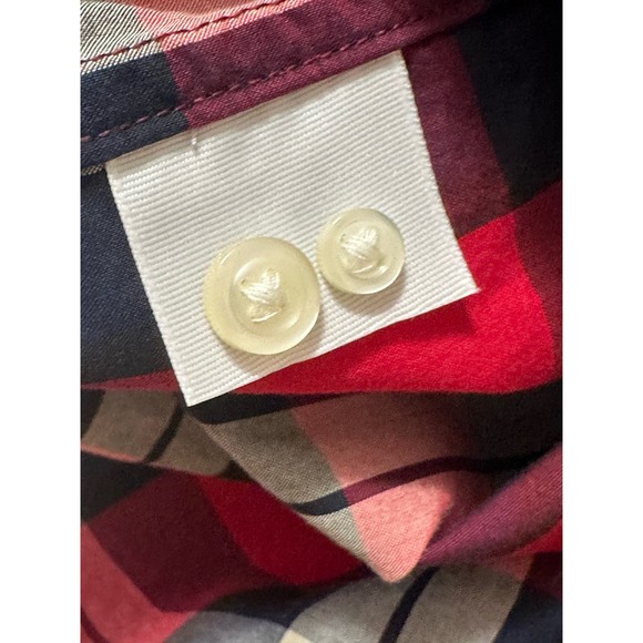 Lands’ End men red plaid long sleeves buttoned casual shirt size Large - Picture 8 of 8